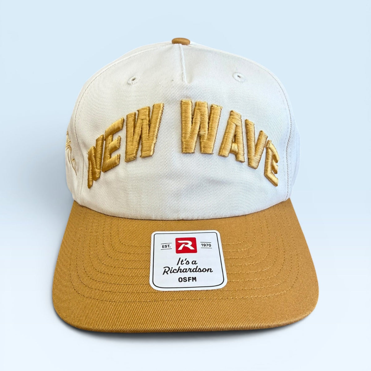 Cap with 'New Wave' text and Richardson logo on a light blue background